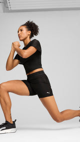 Puma lace high-waisted 5" short tights in black - Model Shot 03