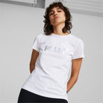 Puma essentials+ metallic logo tee in purple - Model Shot 01