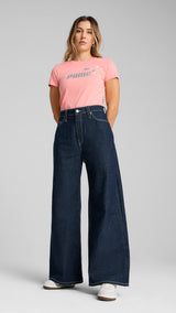 Puma ESS metallic no. 1 logo tee in pink fruit and metallic silver - Model Shot 03