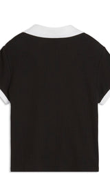 PUMA wardrobe essentials polo women in black — back view