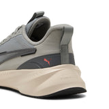 Puma flyer lite 3 running shoes in alpine snow and flat light gray - Back View