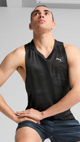 Puma running velocity all-over print polyblend tank in black - Model Shot 01