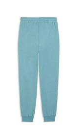 PUMA ESS small no. 1 logo comfort high-waist sweatpants women in baltic sea blue — back view