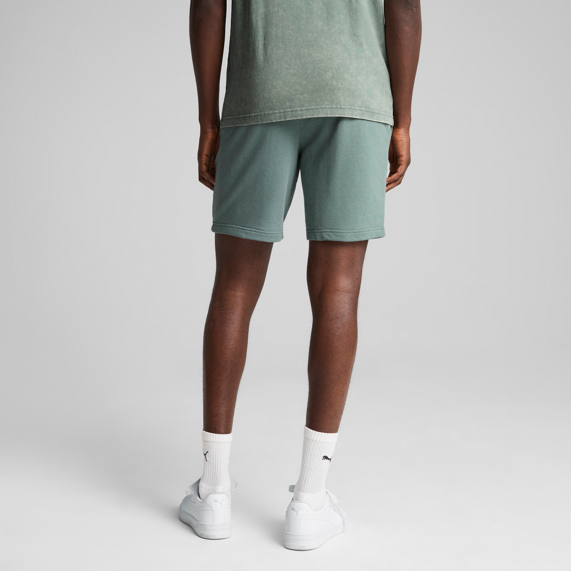 Puma class 8" shorts in green moon - Model Shot 02