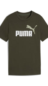 PUMA ESSENTIALS colour no.1 logo tee in ruby shimmer - dark olive