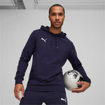 Puma teamGOAL casuals football hoodie in navy and white - Model Shot 01