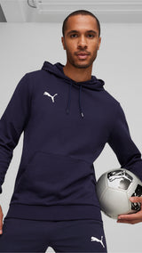 Puma teamGOAL casuals football hoodie in navy and white - Model Shot 01