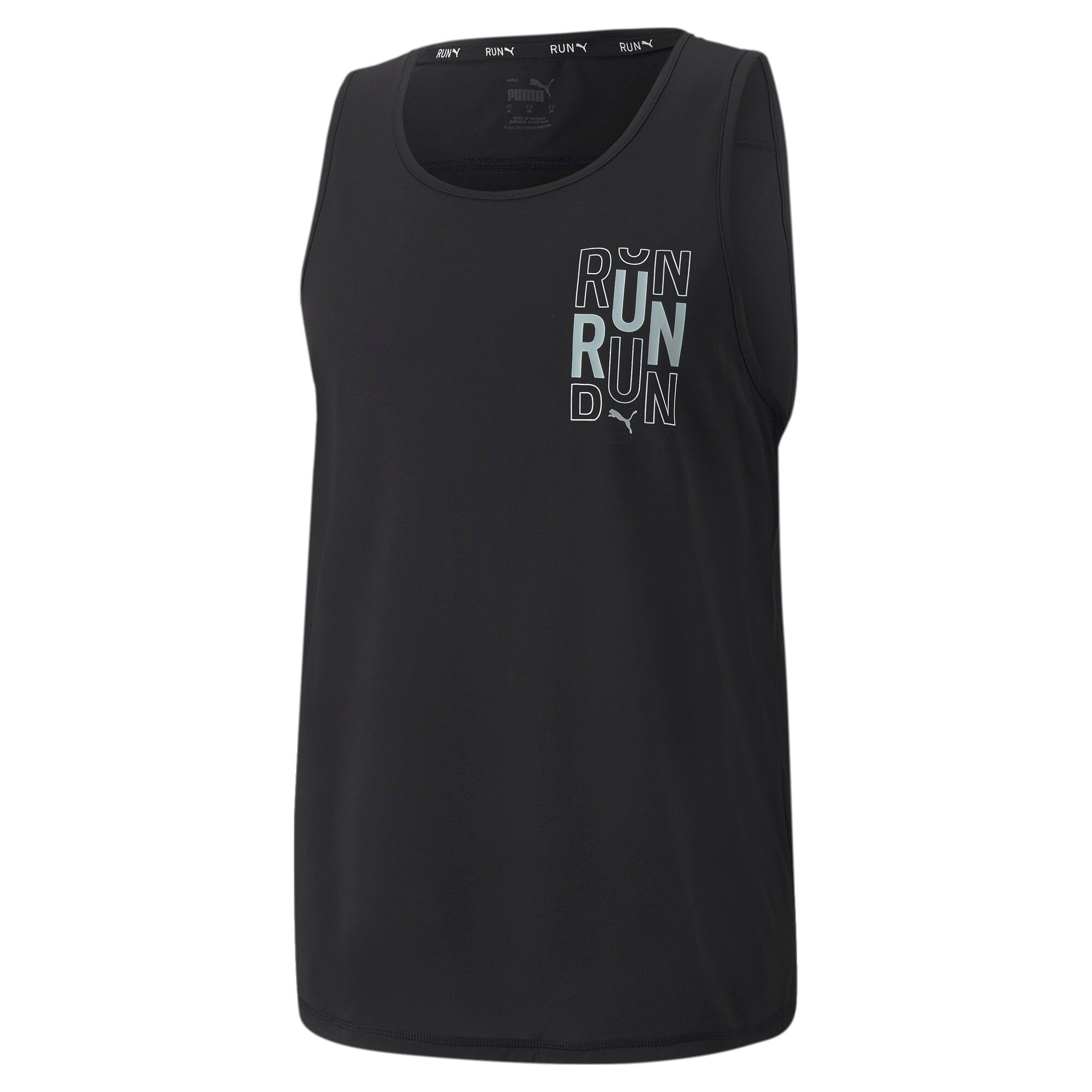 Puma running run logo singlet in black - Front View