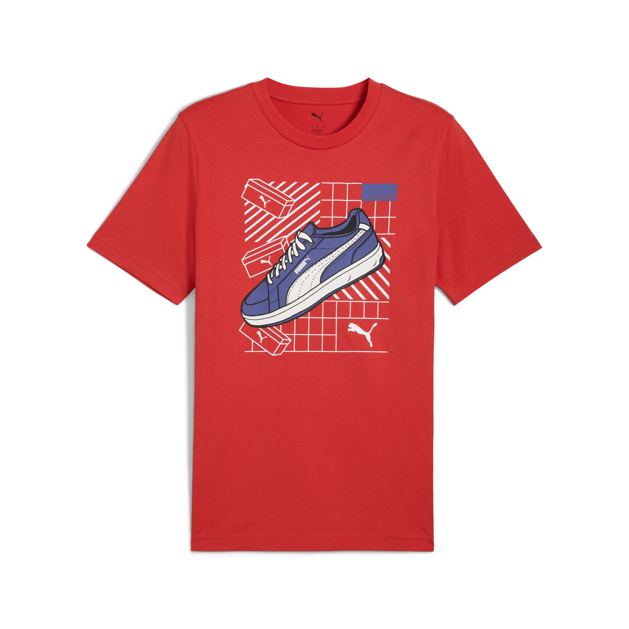 Puma graphics sneaker tee in red fire - Front View