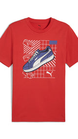 Puma graphics sneaker tee in red fire - Front View