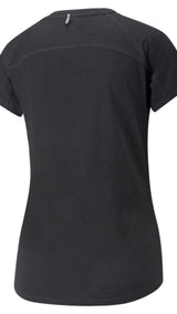 Puma run logo short sleeve running tee women in black - Back View