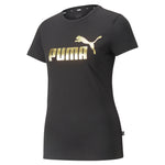 Puma essentials+ metallic logo tee women in black - Front View