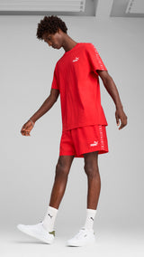 Puma essentials tape woven 5" shorts in for all time red - Model Shot 03