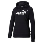 Puma essentials logo hoodie women in black - Front View