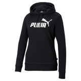 Puma essentials logo hoodie women in black - Front View