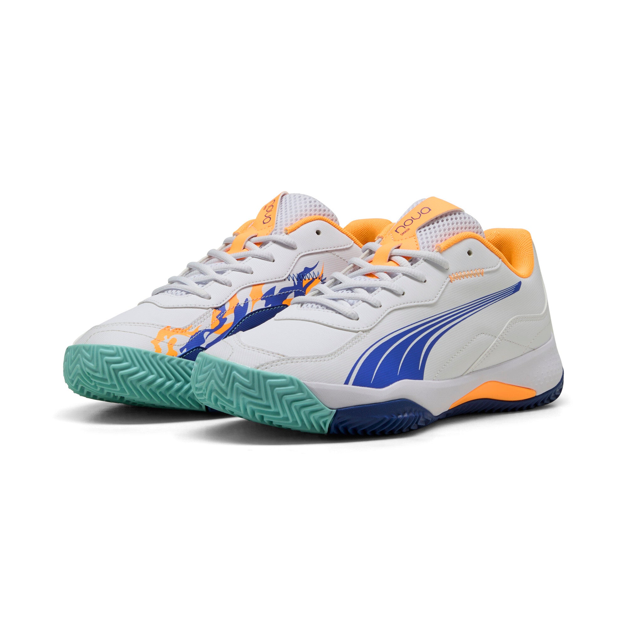 Puma tennis nova smash padel shoes in white - Front View
