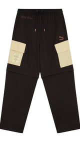 Puma X davido woven cargo pants in color PUMA Black - Front View