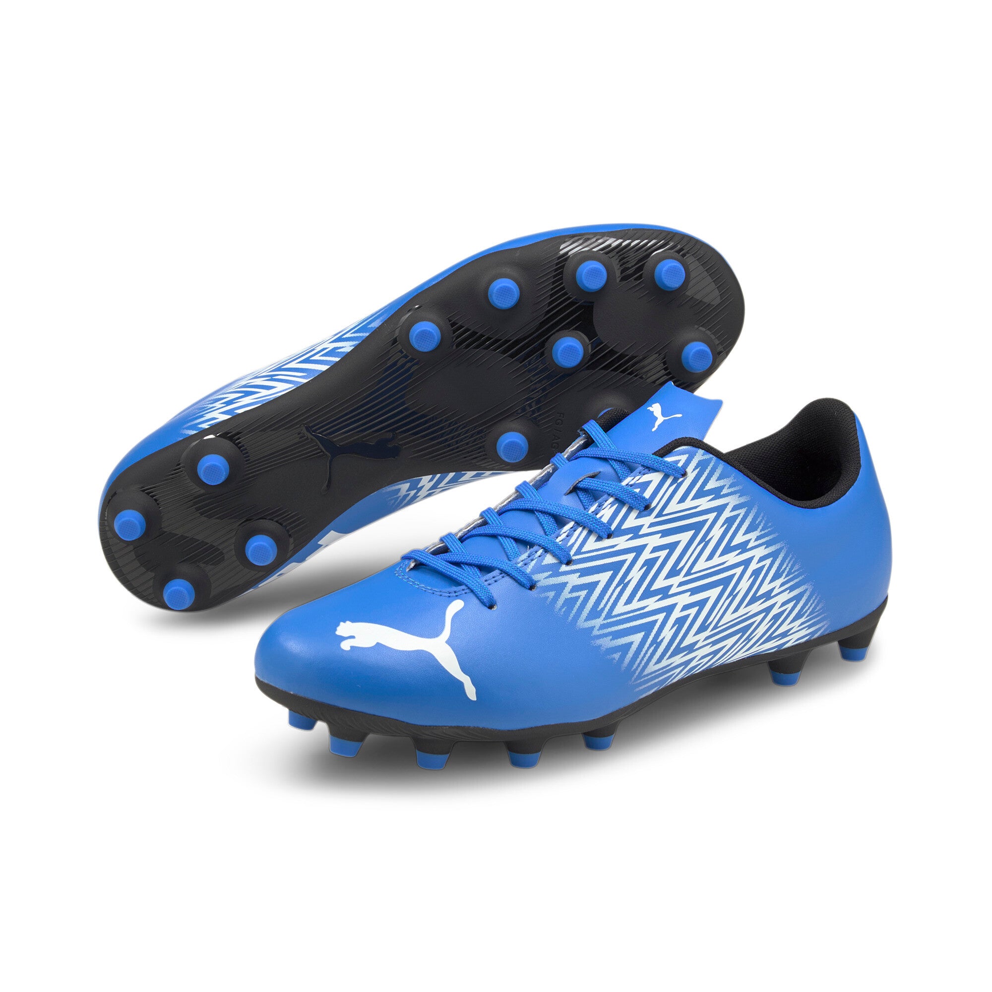 Puma football tacto fg/ag boots in blue - Front View