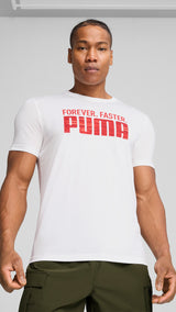 Puma graphics train "forever. faster." tee in white - Model Shot 01