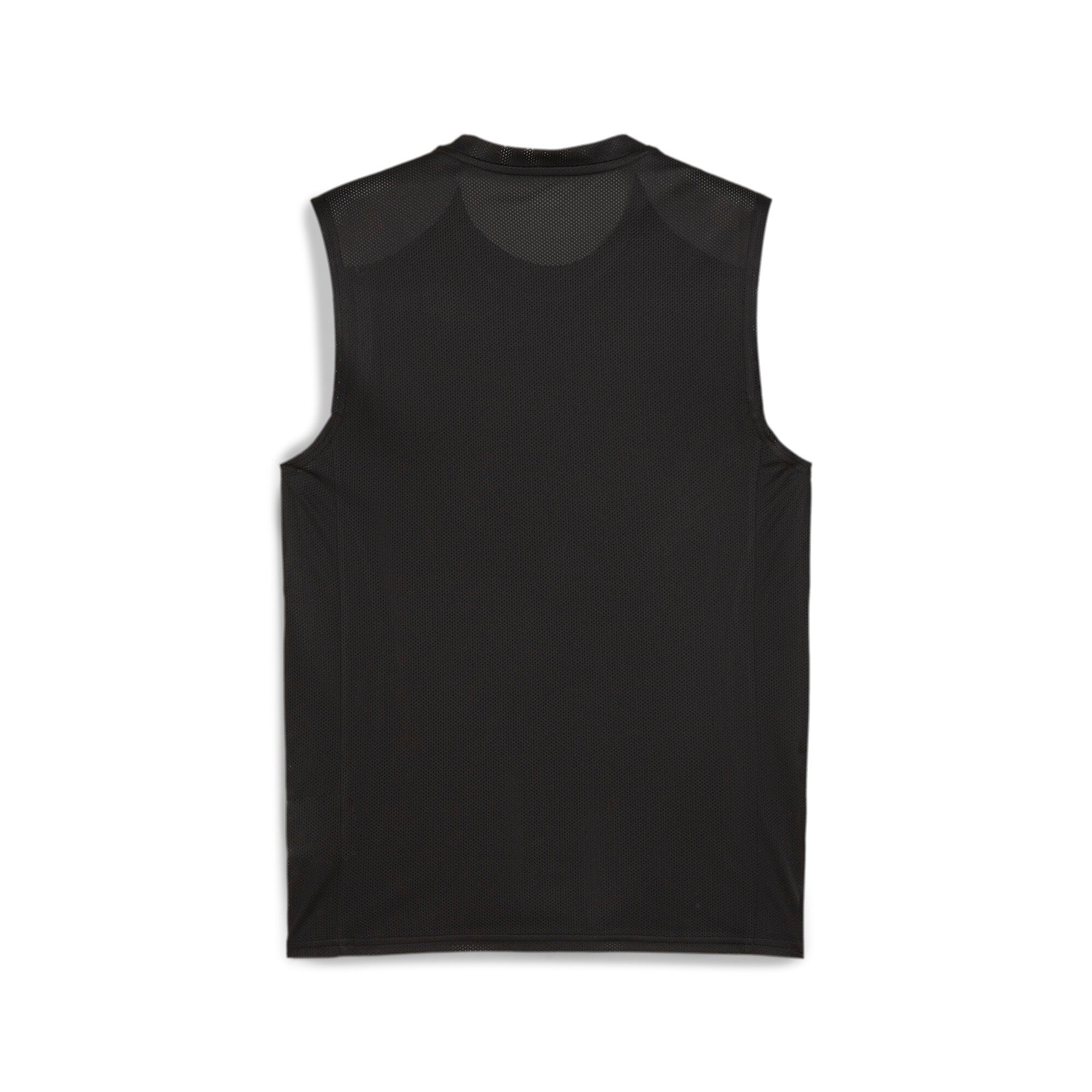 Puma teamGOAL sleeveless football jersey in black and whit - Back View