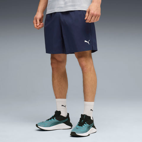 PUMA TRAIN ALL DAY foundations woven 7" shorts men in navy