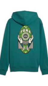 PUMA sunset drive hoodie men in emerald ice — back view