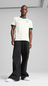 PUMA Côte d'Ivoire 2025 away jersey in white and dark myrtle - Model Shot 03