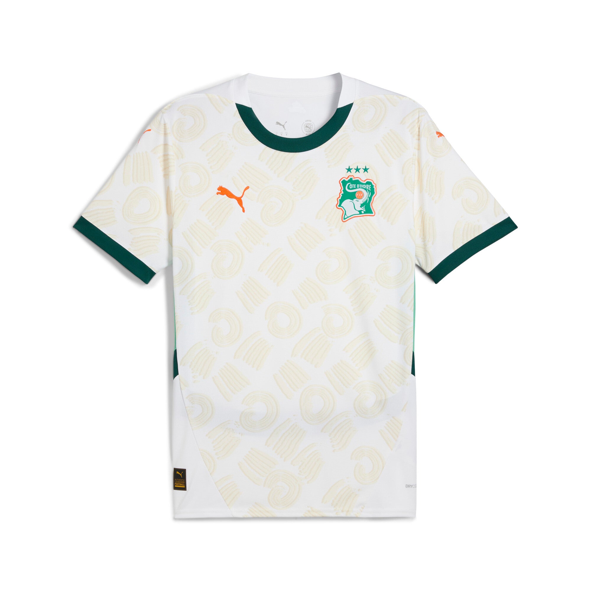 PUMA Côte d'Ivoire 2025 away jersey in white and dark myrtle - Front View
