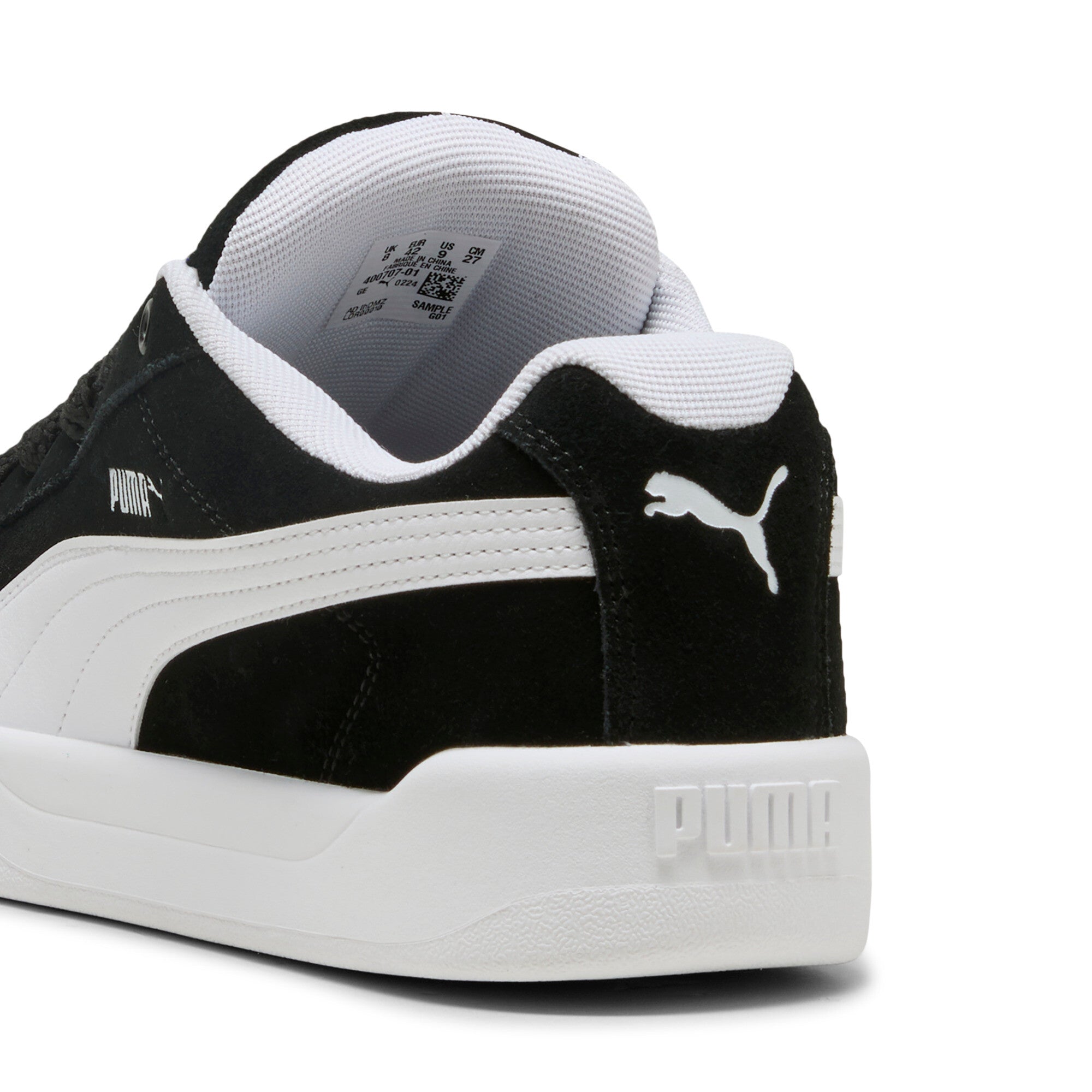 Puma park lifestyle easy suede sneakers in black and white - Back View