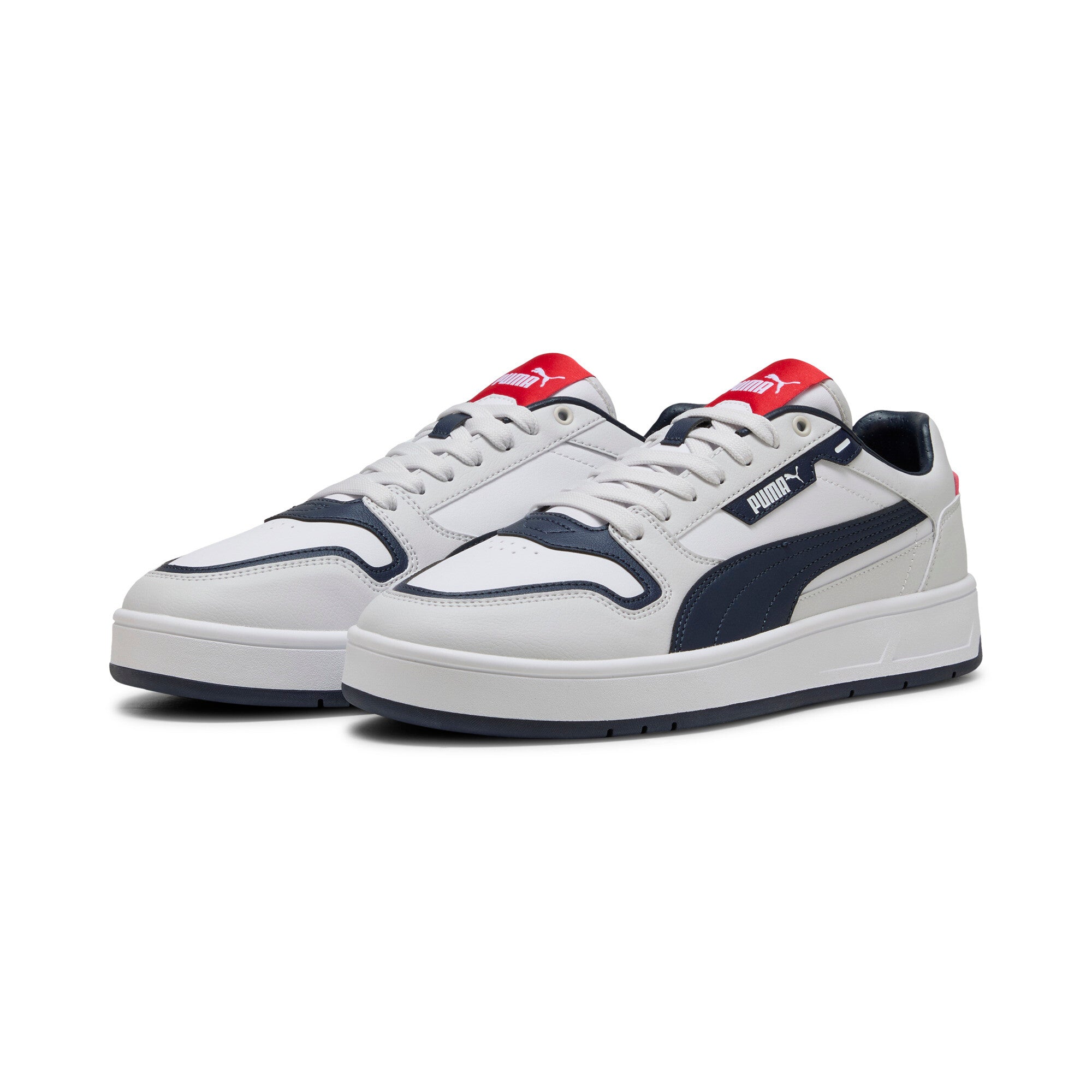 Puma court classic street sneakers in white and nav - Front View