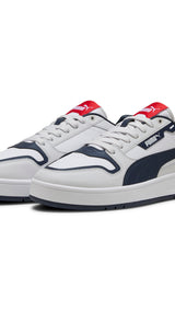 Puma court classic street sneakers in white and nav - Front View