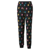 Puma brand love printed sweatpants women in black - Front View