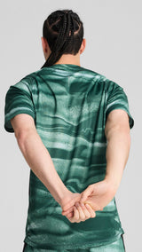 Puma VELOCITY all-over print running tee in green moon - Model Shot 02
