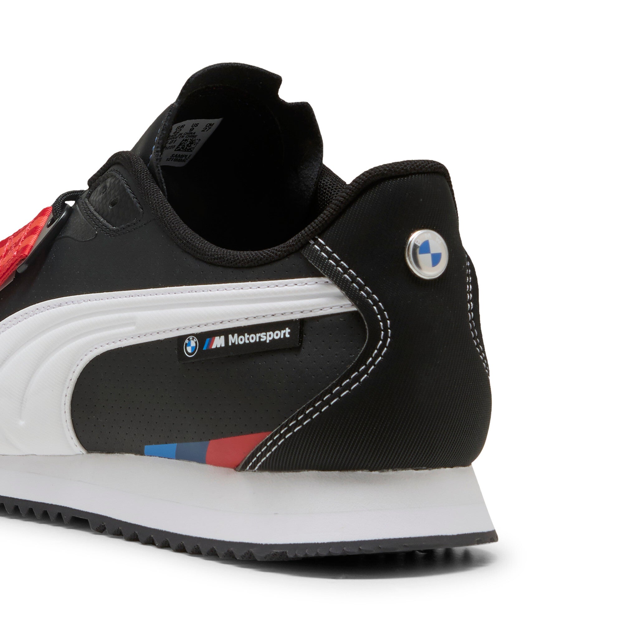 Puma BMW M motorsport roma stradale sneakers in black and white - Back View