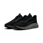 Puma Flexfocus lite modern woven running shoes in black and vivid blue - Front View
