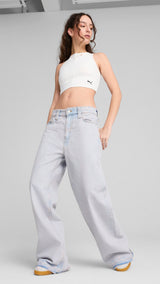 PUMA WARDROBE ESSENTIALS ribbed crop top - white