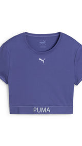 Puma strong crop tee in blue crystal - Front View