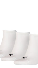 Puma plain sneaker trainer socks 3 pack in white - Front View