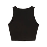 Puma wardrobe essentials ribbed crop top in black - Back View