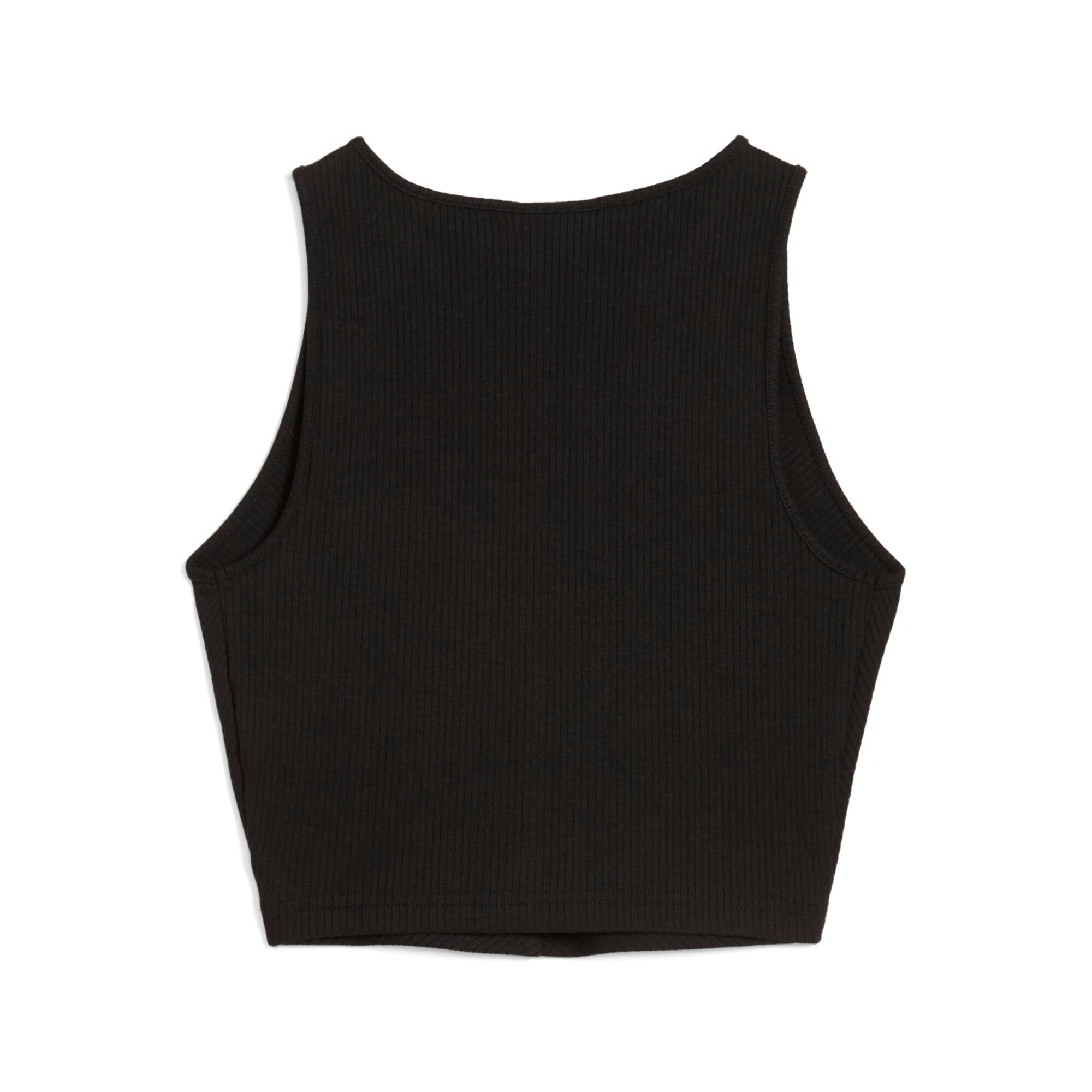 Puma wardrobe essentials ribbed crop top in black - Back View