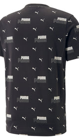 Puma essentials+ logo power printed tee men in black - Back View