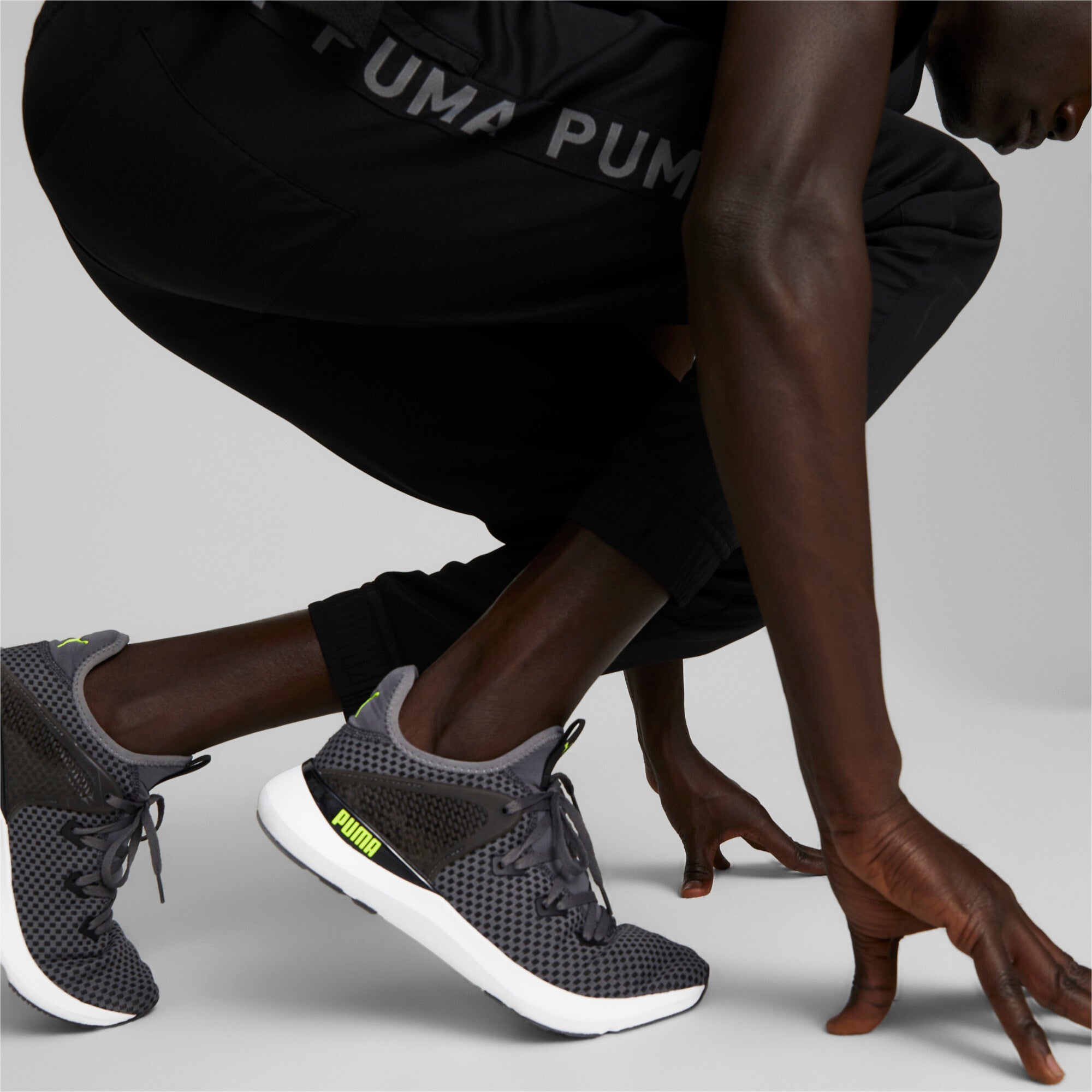 Puma training fit pwrfleece joggers in black - Model Shot 02