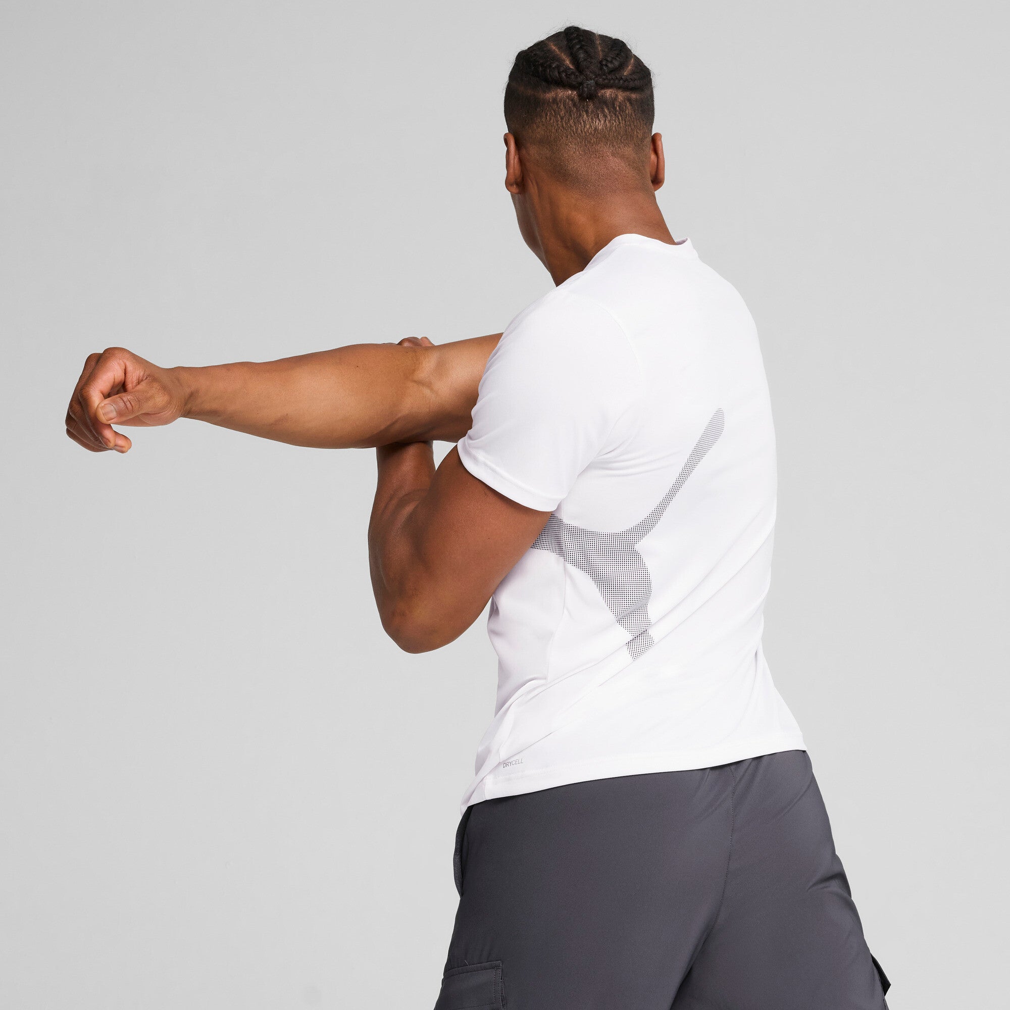 Puma train all day big logo tee in white - Model Shot 02