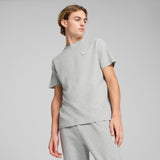 PUMA ESSENTIALS ELEVATED tee in green moon - light gray heather
