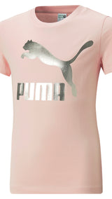 Puma classics logo tee in pink - Front View
