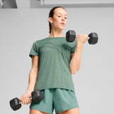 Puma tad essentials heather logo tee in green moon heather - Model Shot 01