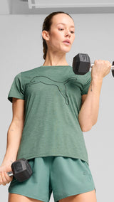 Puma tad essentials heather logo tee in green moon heather - Model Shot 01