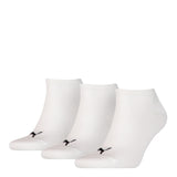 Puma unisex plain sneaker trainer socks 3 pack in white - Front View