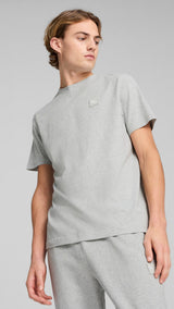 PUMA ESSENTIALS ELEVATED tee in green moon - light gray heather