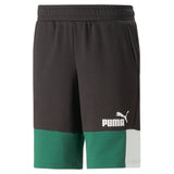 Puma ESS+ block shorts in green - Front View